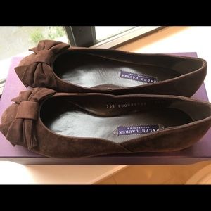 Ralph Lauren purple label brown suede ballet flats